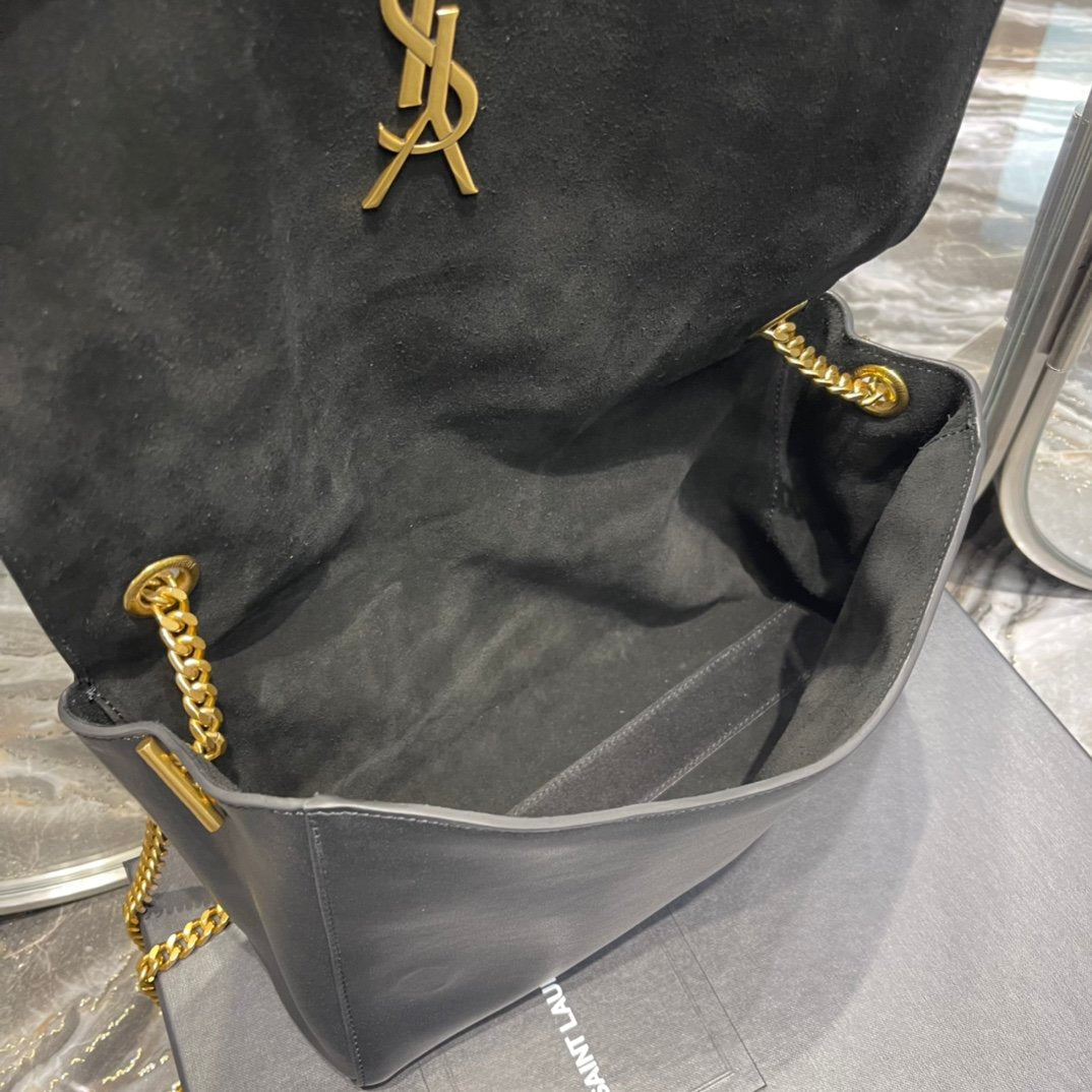 YSSL Kate Medium Reversible Chain Bag Black In Suede With Gold Hardware For Women 11in/29cm YSL