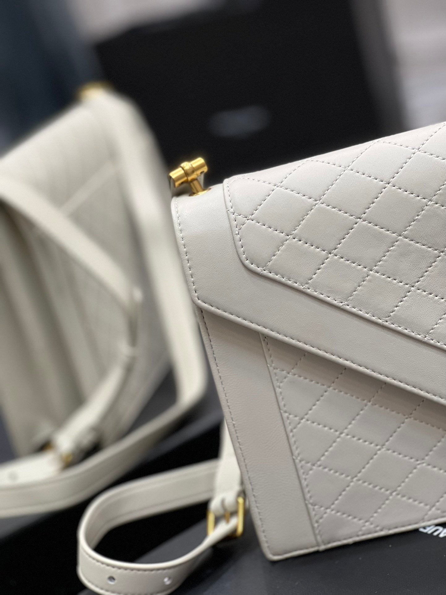 YSSL Gaby Satchel Bag In White With Gold Toned Hardware For Women 10in/26cm YSl 6688631EL079207