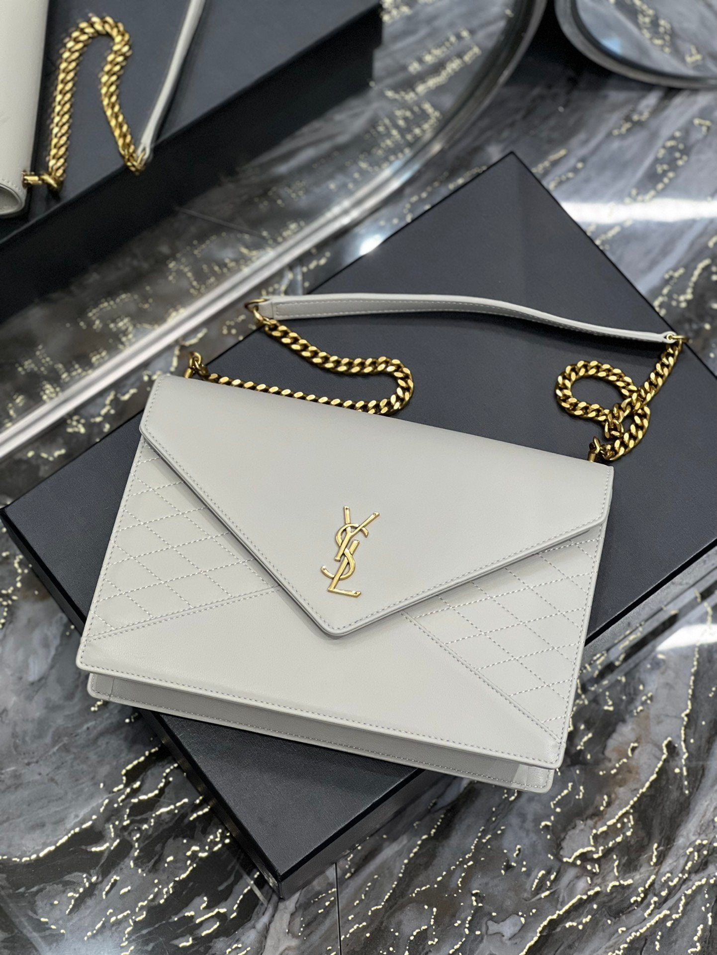 Top Quality Gaby Chain Bag White With Gold Hardware For Women 10.4in/27cm YSL