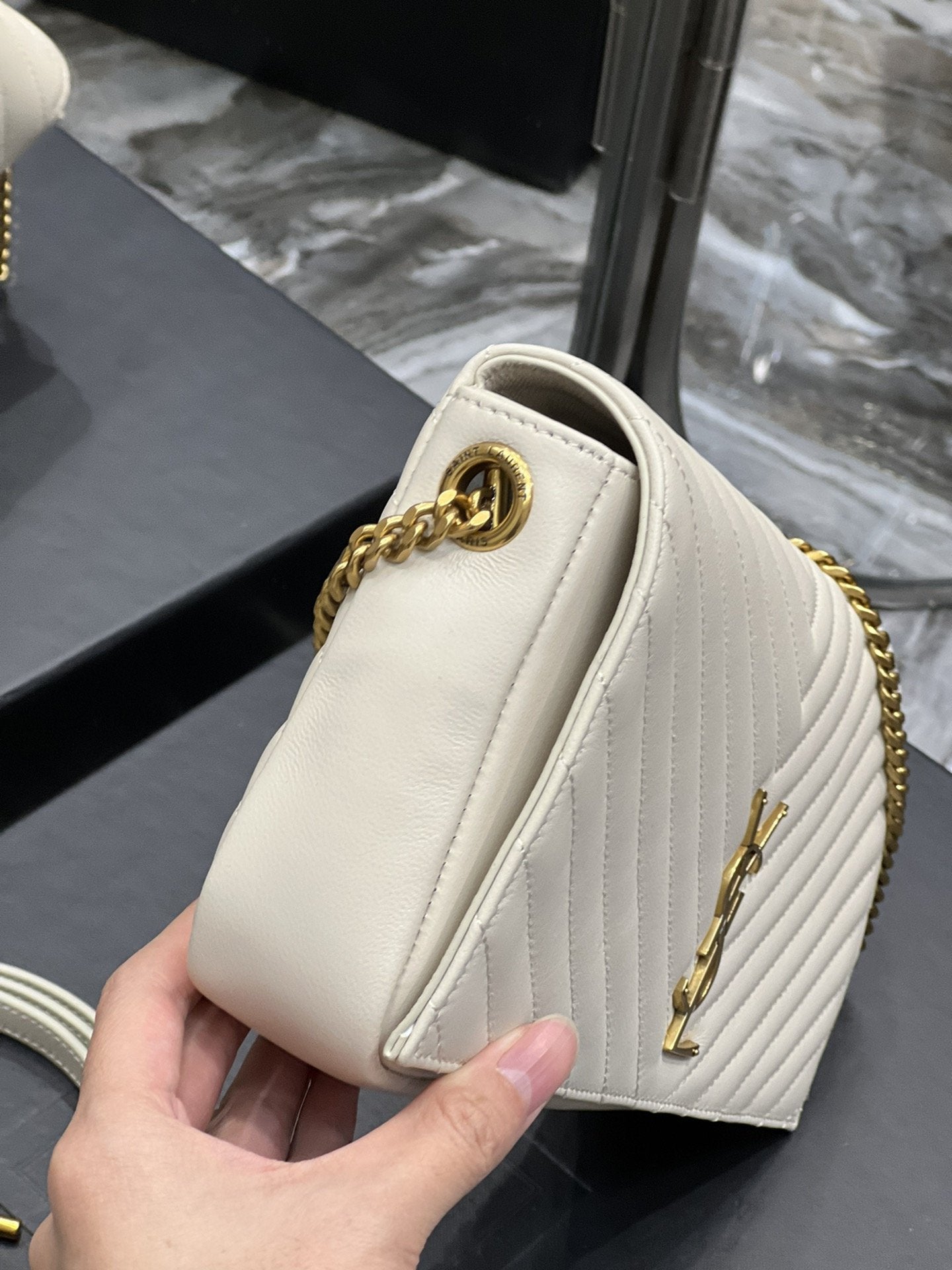 Top Quality Kata 99 Chain Bag White With Gold Hardware For Women 10.2in/26cm YSL