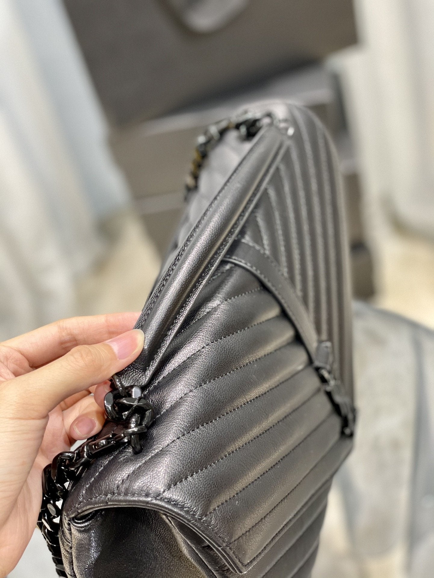 Top Quality College Large Chain Bag Black With Metal Toned Hardware For Women 12.6in/32cm YSL 600278BRM081000