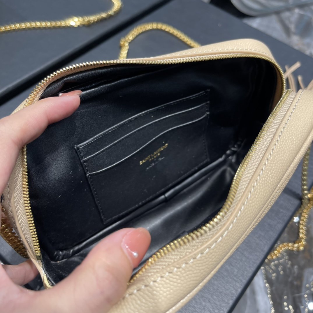 Top Quality Lou Mini Bag Beige In Quilted Grain De Poudre With Gold Hardware For Women 7.4in/19cm YSl 6125791GF012721