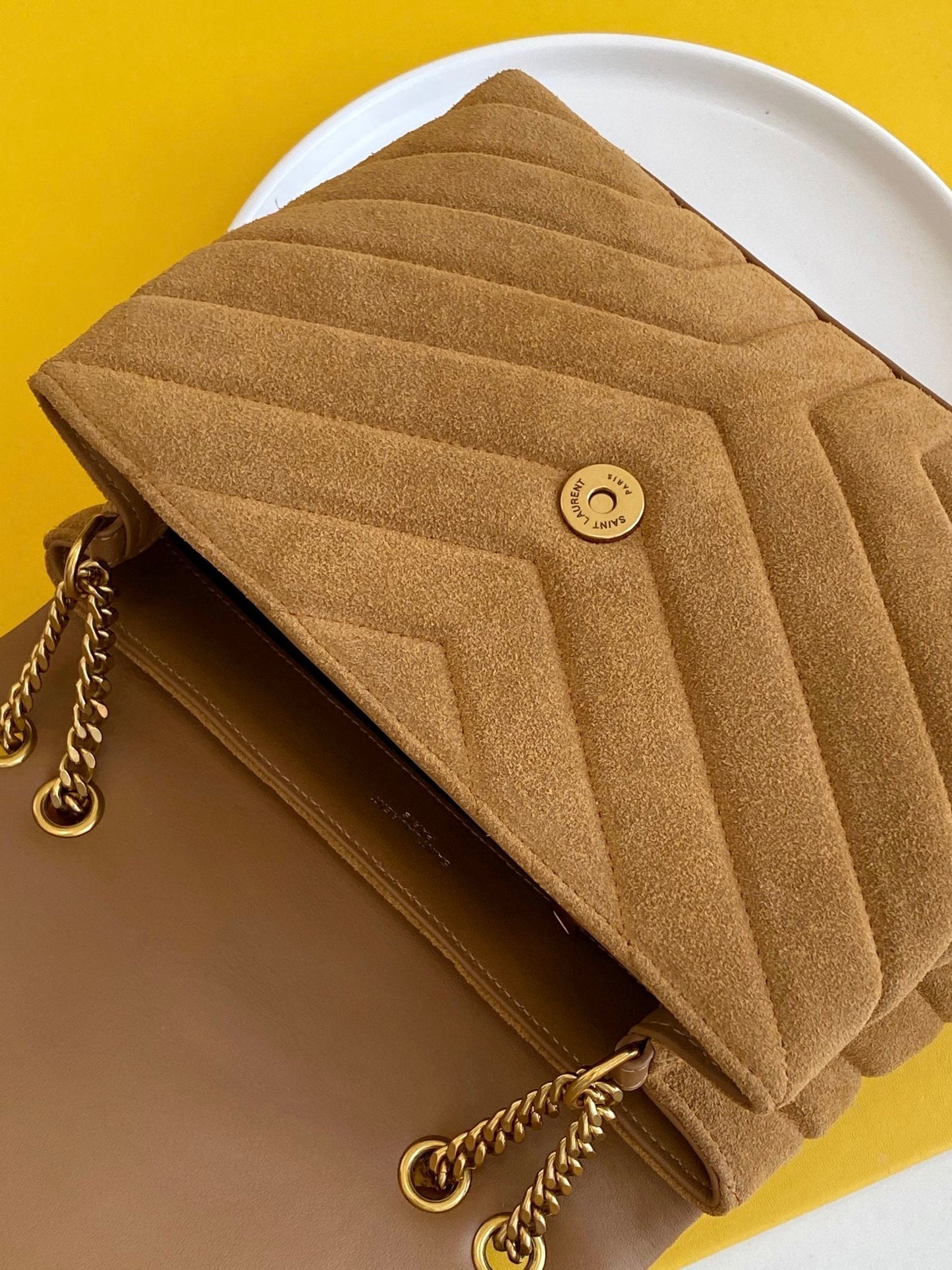 Top Quality Loulou Small Chain Bag In "Y" Brown With Gold Hardware For Women 9.8in/23cm YSL 4946991U8C77761