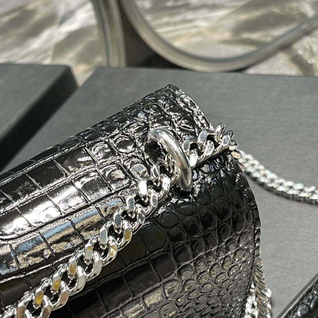 YSSL Sunset Medium Chain Bag Black For Women 8in/22cm YSL 442906DND0U1000