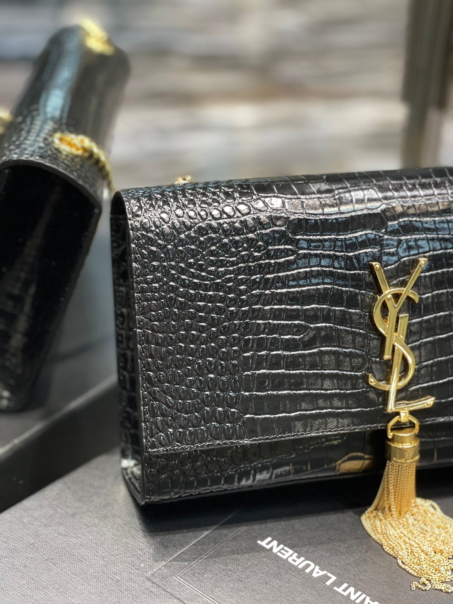 Top Quality Kata MeTop Qualityum Chain Bag Black With Tassel For Women 9.4in/24cm YSL 354119DND0J1000