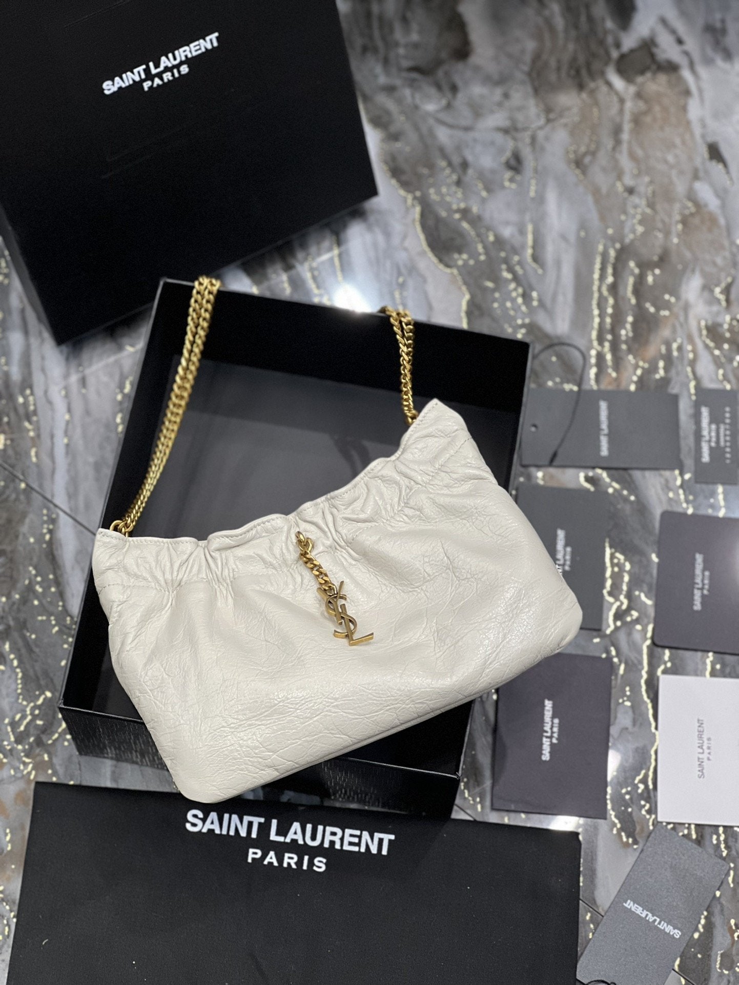 Top Quality Hobo Mini Bag White With Bronze Toned Hardware For Women 9.4in/24cm YSl