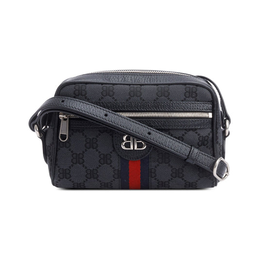 Gucci X Balenciaga The Hacker Project Black BB Canvas Web Mini Camera Bag