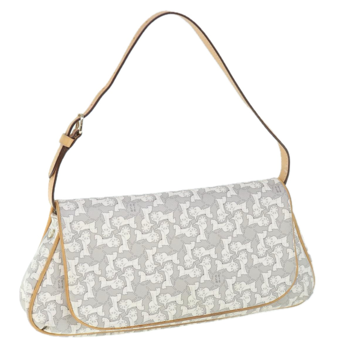Luxury CELINE Sulky Shoulder Bag PVC Leather Gray  60029