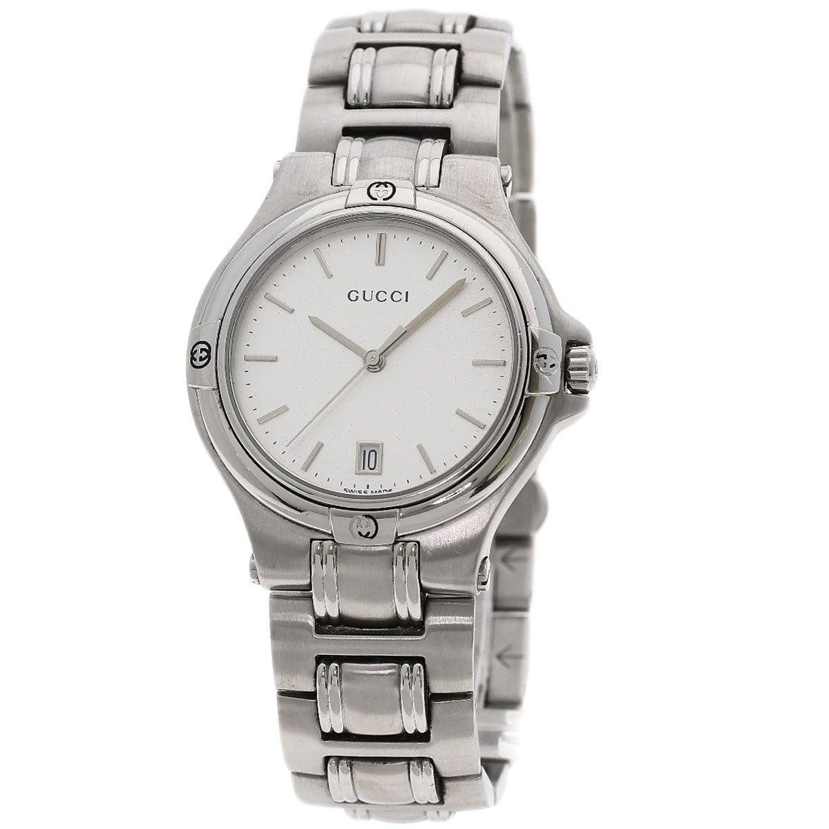 GUCCI Watches Quartz 9040M Stainless Steel , Stainless Steel Silver Round face Silver dial mens  d