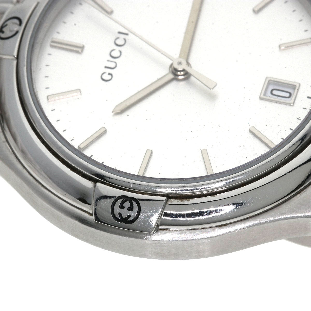 GUCCI Watches Quartz 9040M Stainless Steel , Stainless Steel Silver Round face Silver dial mens  d