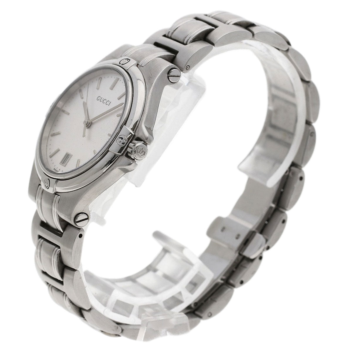 GUCCI Watches Quartz 9040M Stainless Steel , Stainless Steel Silver Round face Silver dial mens  d