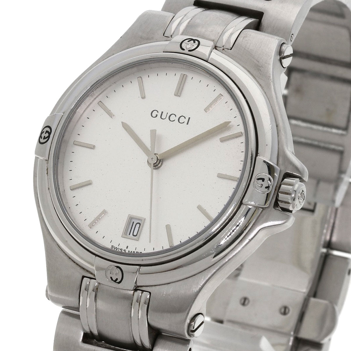 GUCCI Watches Quartz 9040M Stainless Steel , Stainless Steel Silver Round face Silver dial mens  d