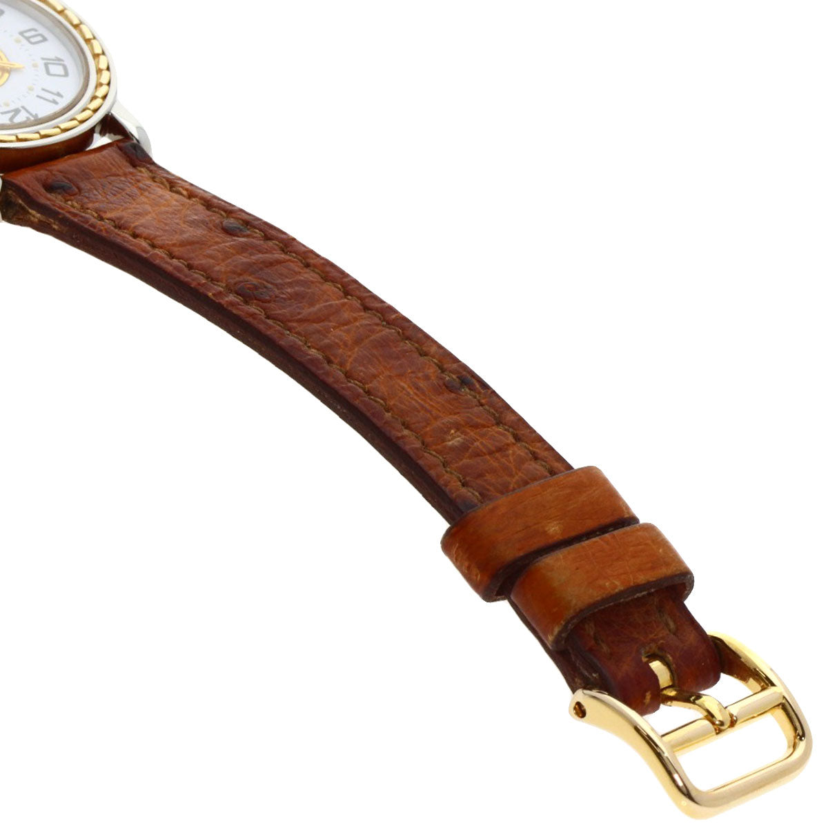 HERMES Watches Quartz Stainless Steel, Leather Silver Serie white dial Women  d