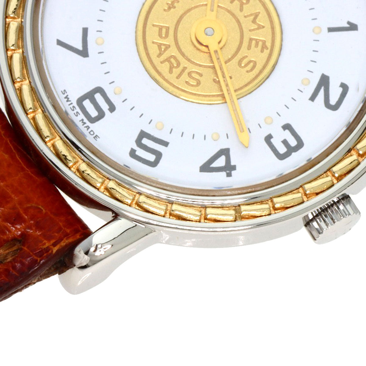HERMES Watches Quartz Stainless Steel, Leather Silver Serie white dial Women  d