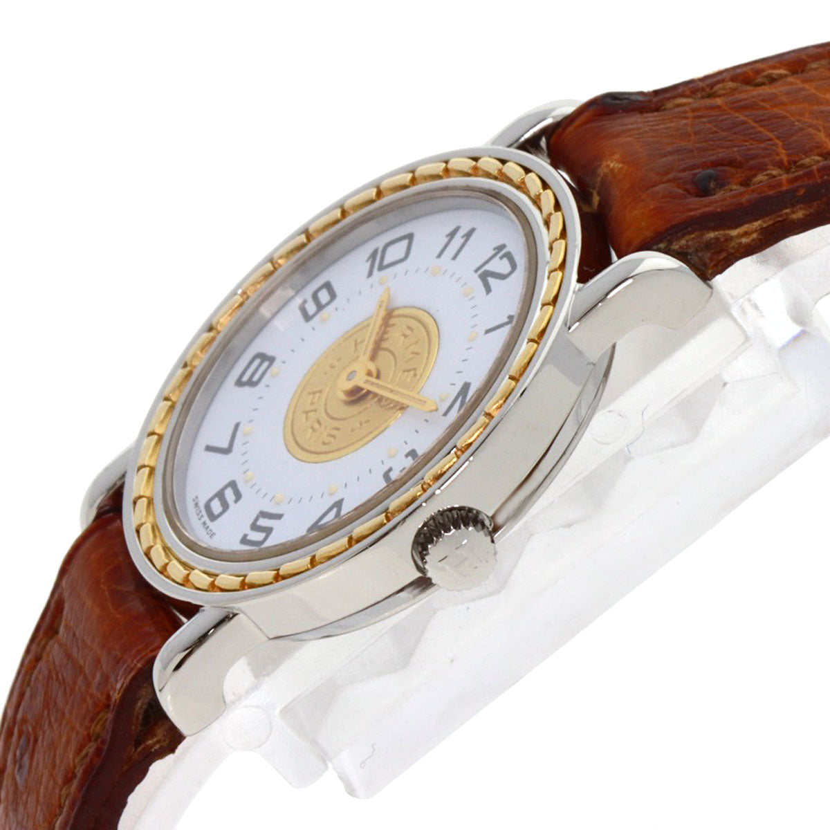 HERMES Watches Quartz Stainless Steel, Leather Silver Serie white dial Women  d