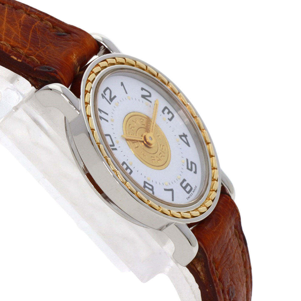 HERMES Watches Quartz Stainless Steel, Leather Silver Serie white dial Women  d