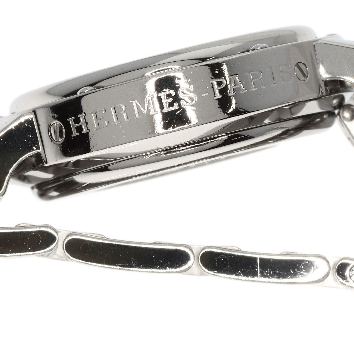 HERMES Watches Quartz CL1.310 Stainless Steel , Stainless Steel Silver Clipper Chrono black dial Women  d