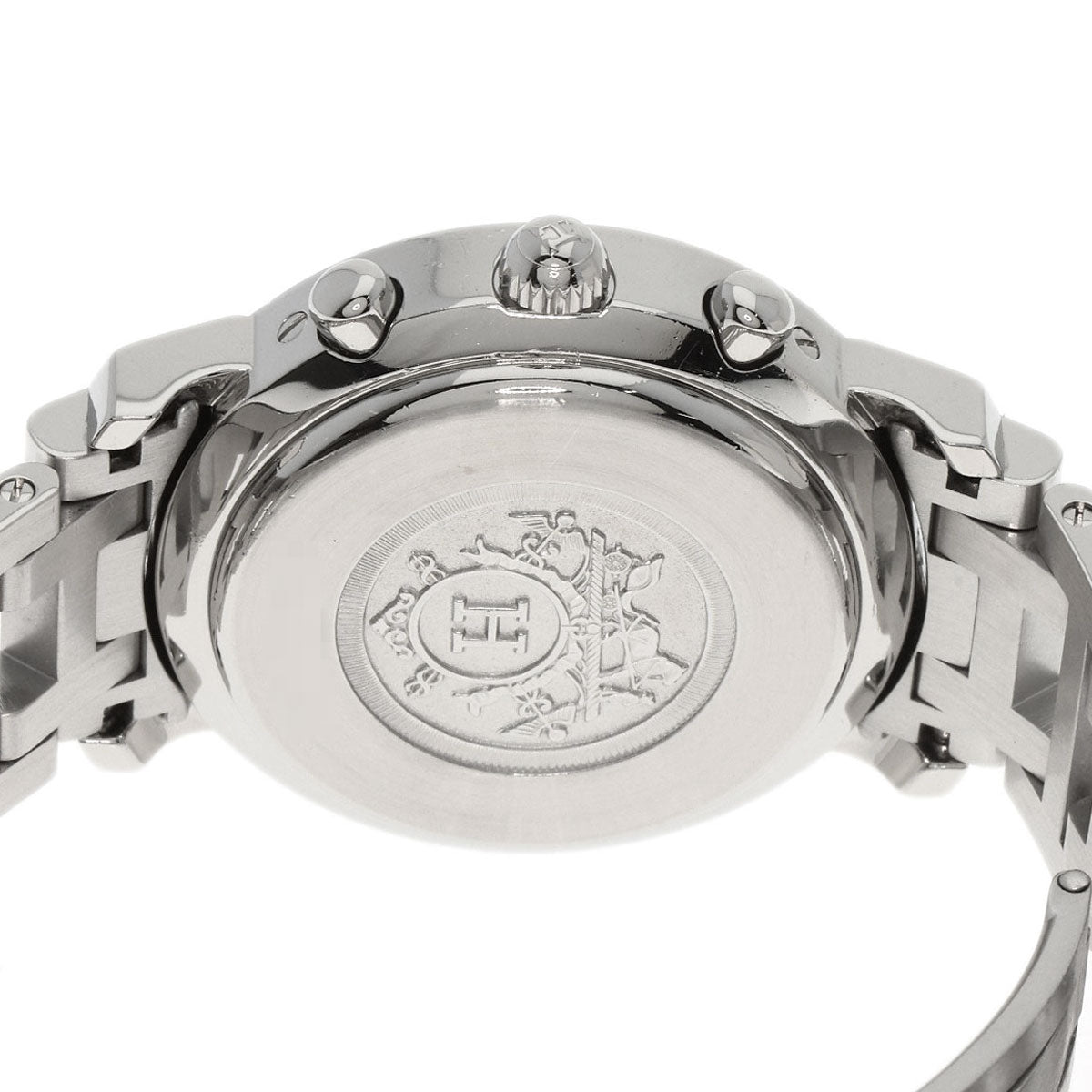 HERMES Watches Quartz CL1.310 Stainless Steel , Stainless Steel Silver Clipper Chrono black dial Women  d