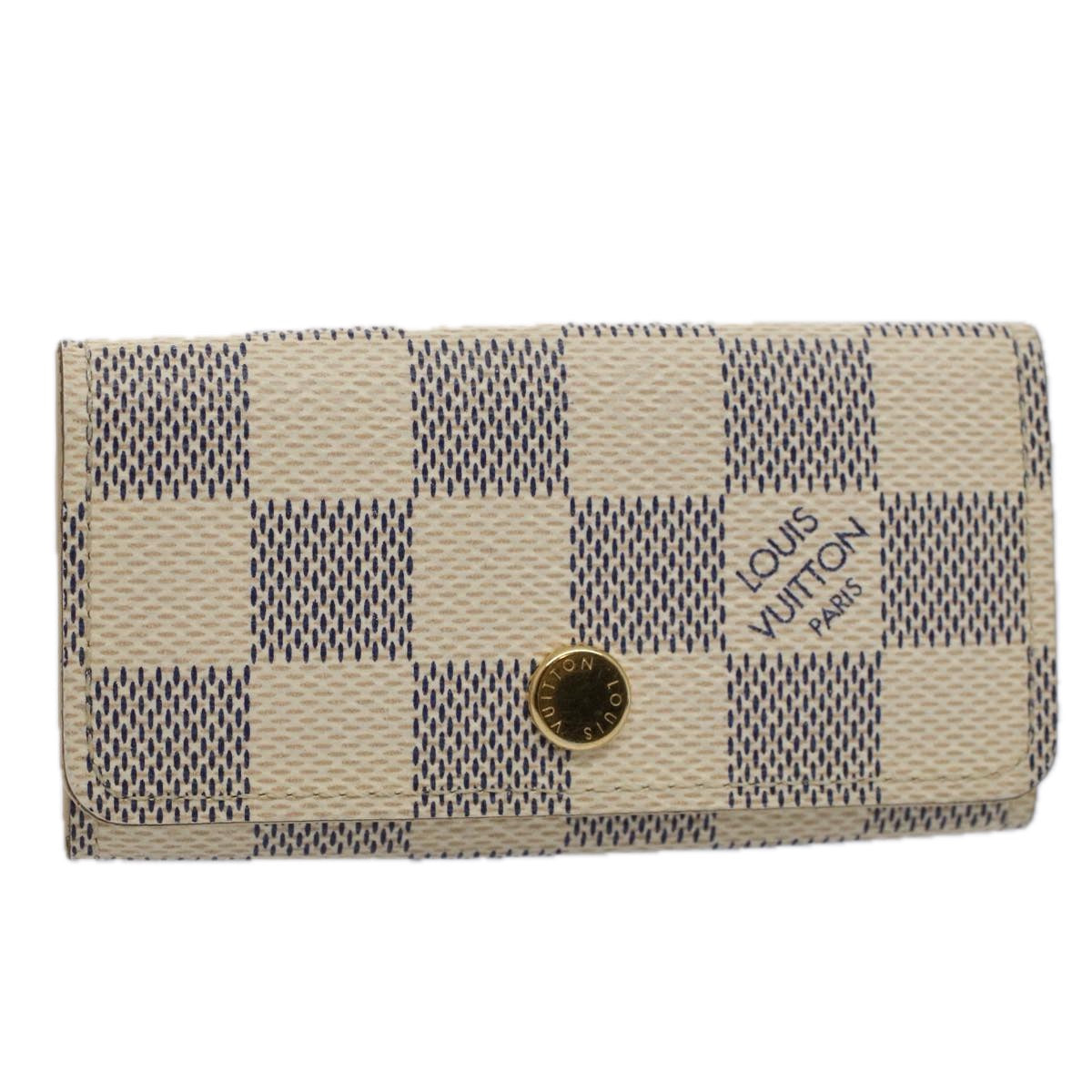LOUIS VUITTON Damier Azur Multi Cles 4 Key Case N60020 LV Auth 60112