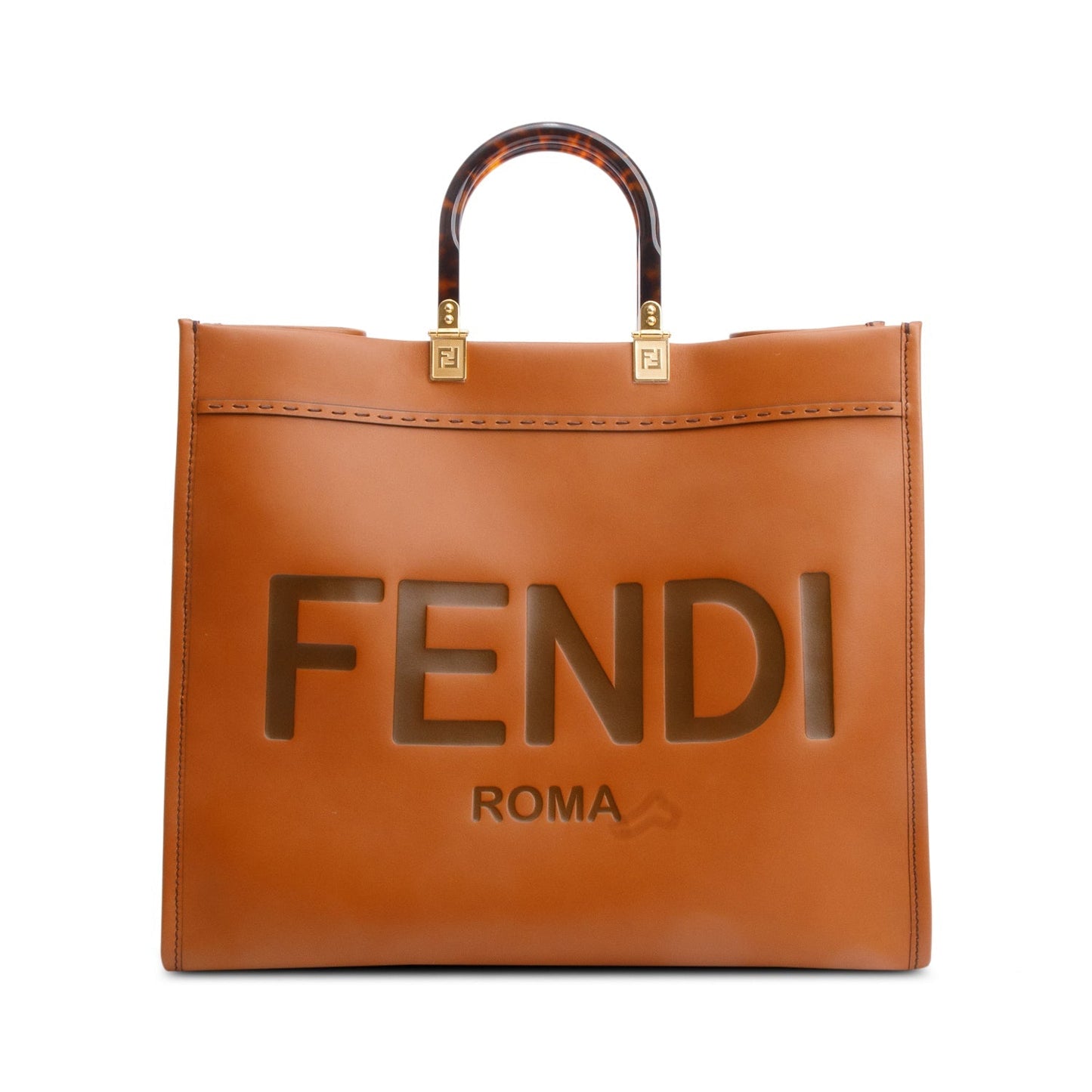 Fendi Brown Calfskin Leather Large Sunshine Tote Bag