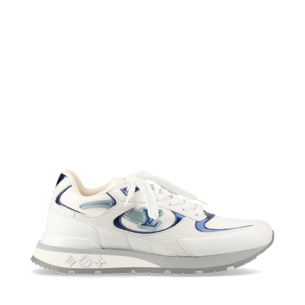 Louis Vuitton Lanewline 22 Years Mesh  Leather Trainers 6 Mens White × Blue BM0292 LV Logo  Bag