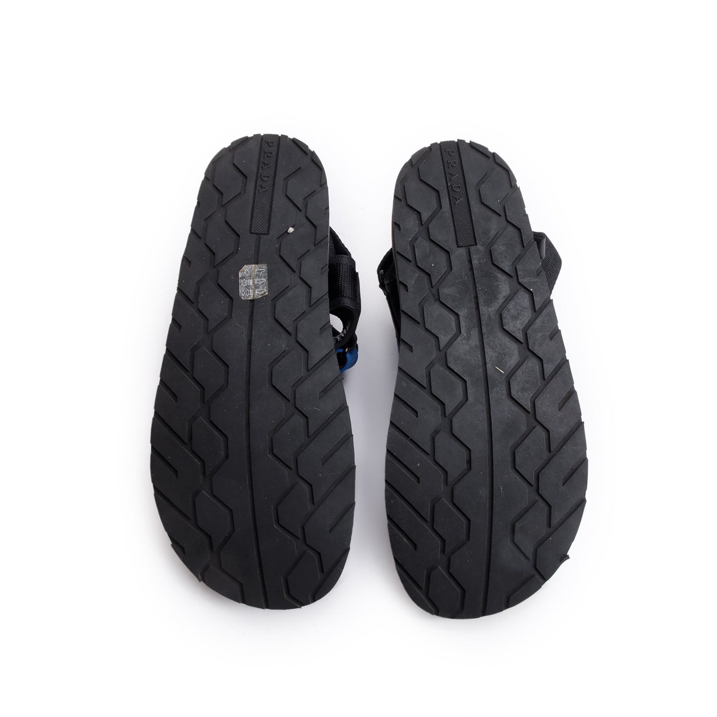 Prada Grey Rubber Printed Teva Sling Back Gladiator Sandals, Size 9