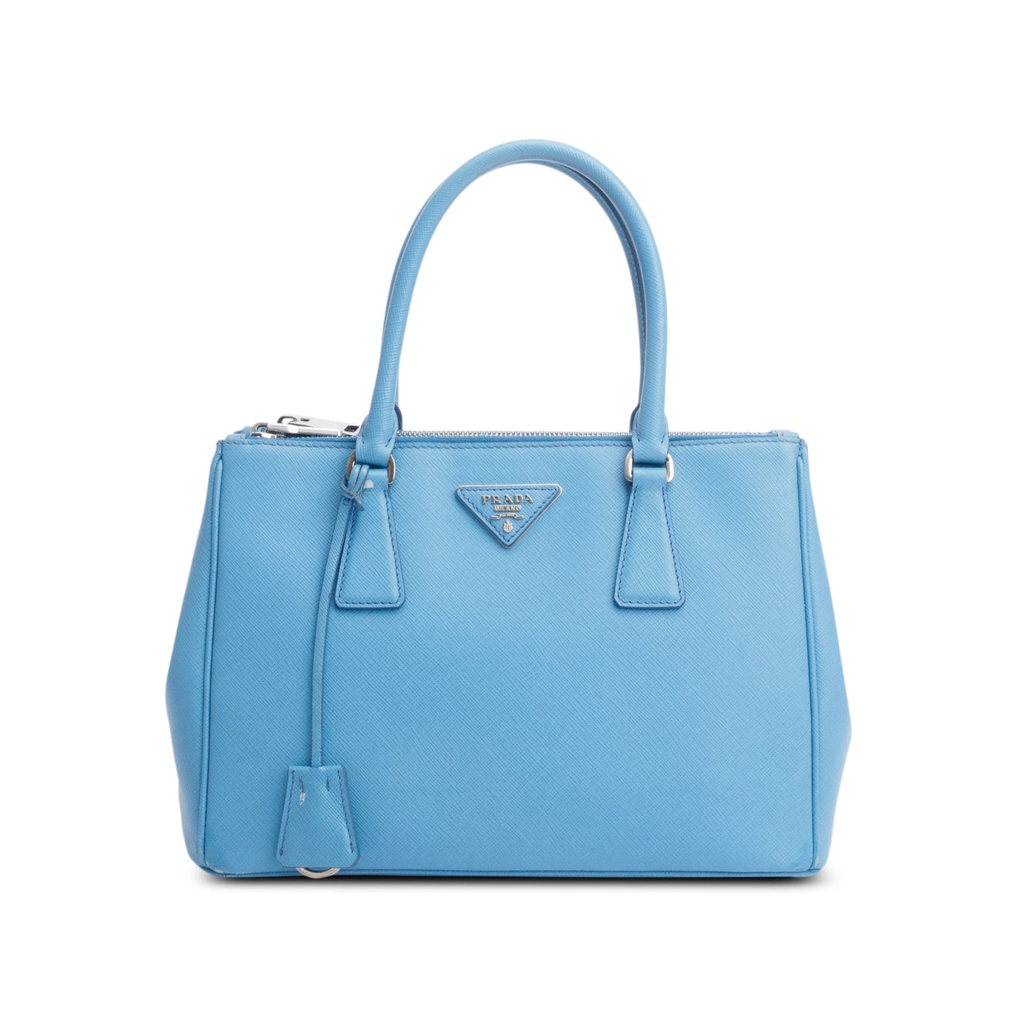 Prada Blue Saffiano Leather Small Double Zip Galleria Tote