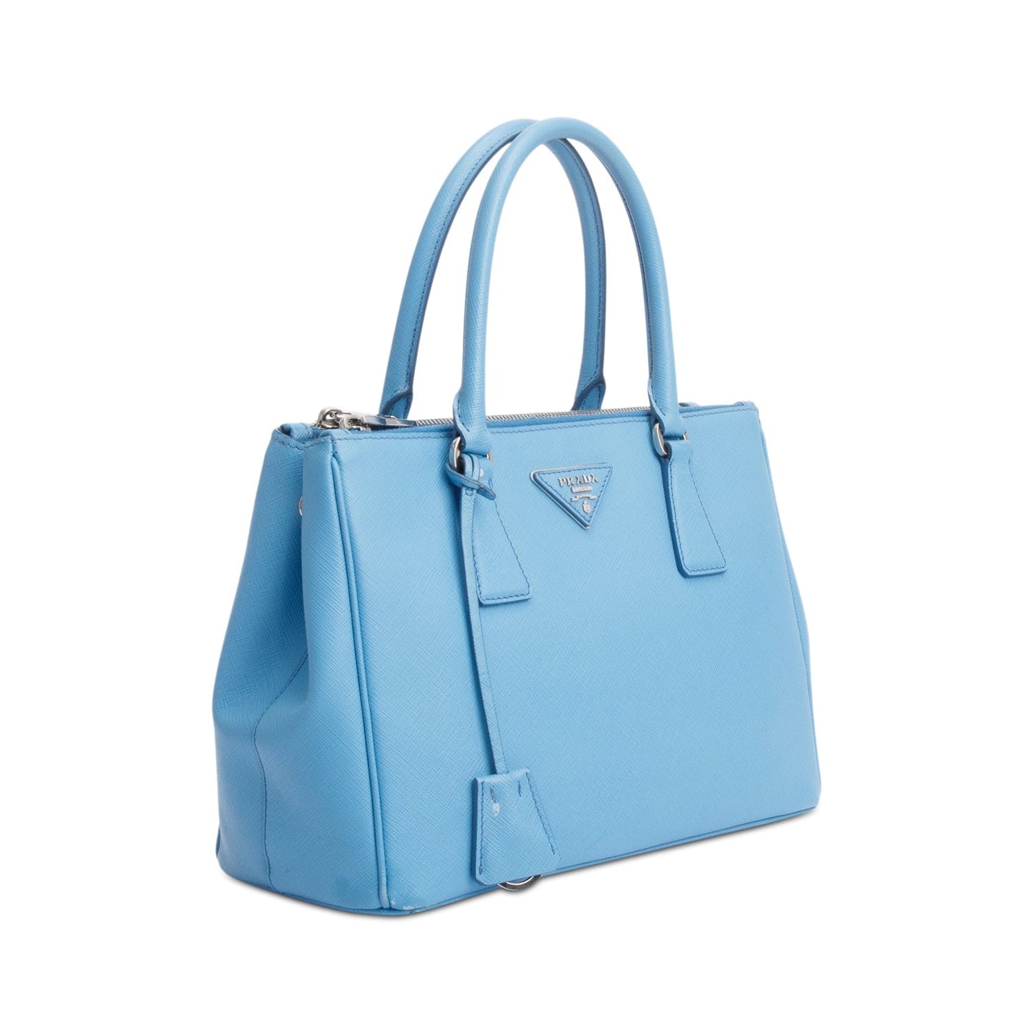 Prada Blue Saffiano Leather Small Double Zip Galleria Tote