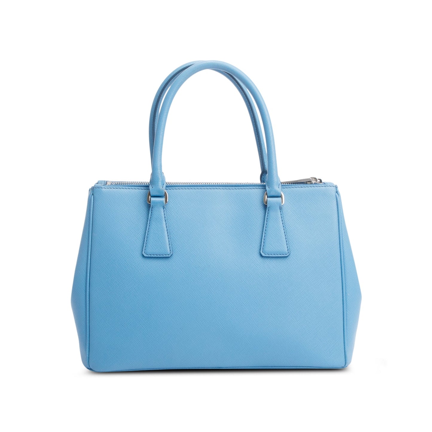 Prada Blue Saffiano Leather Small Double Zip Galleria Tote