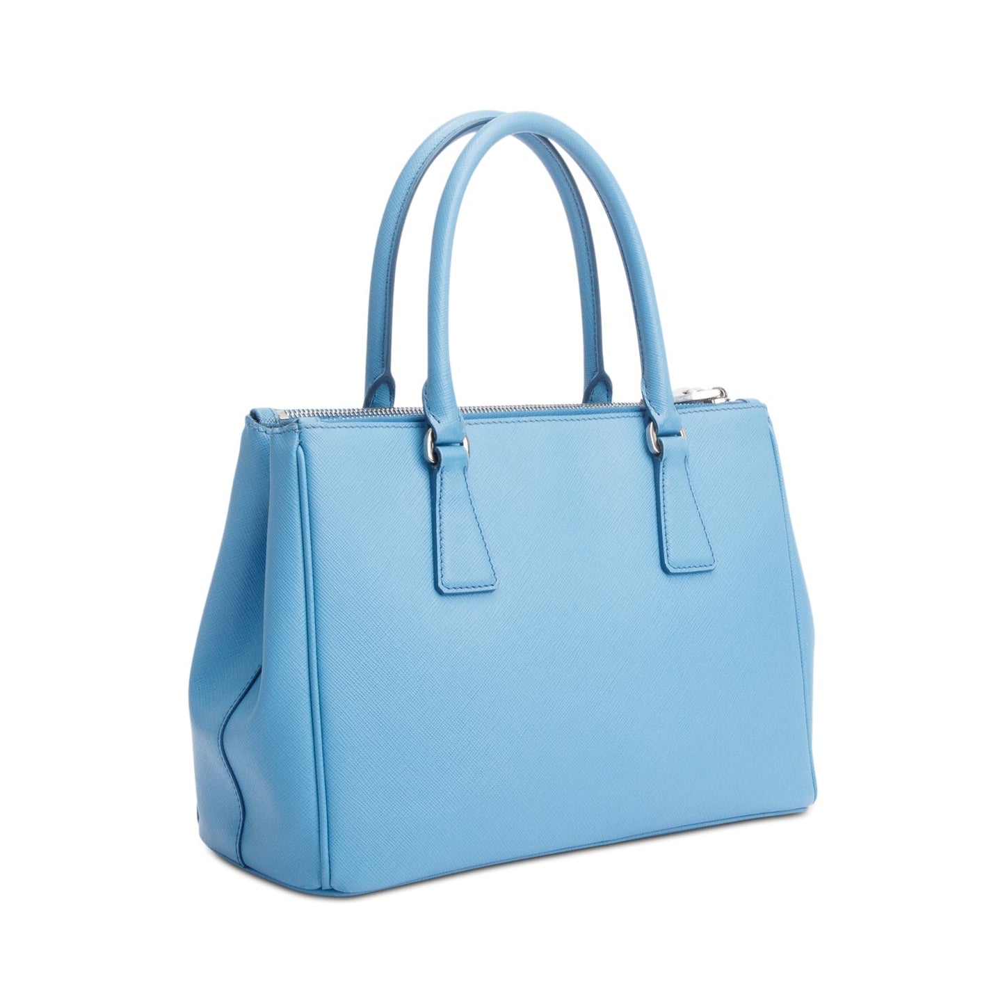 Prada Blue Saffiano Leather Small Double Zip Galleria Tote