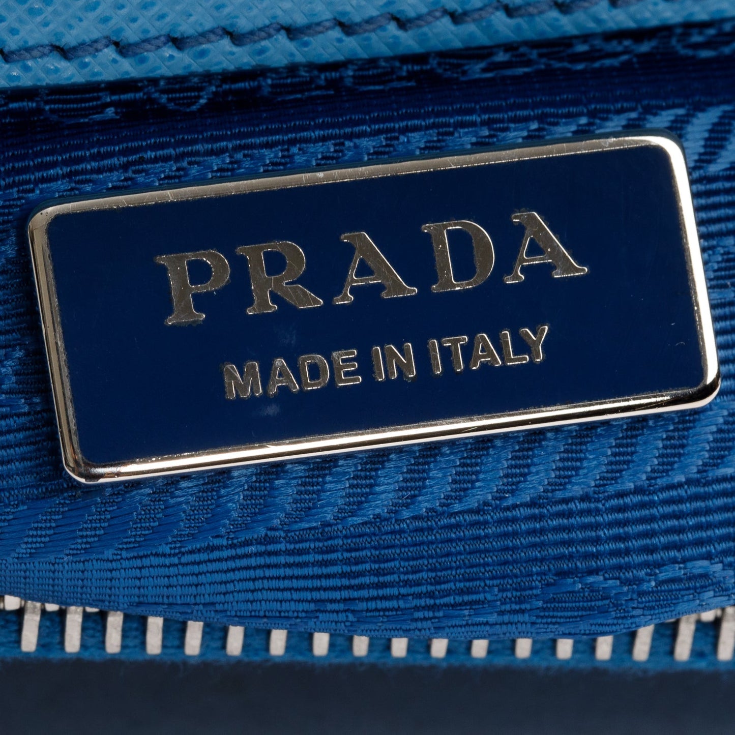 Prada Blue Saffiano Leather Small Double Zip Galleria Tote