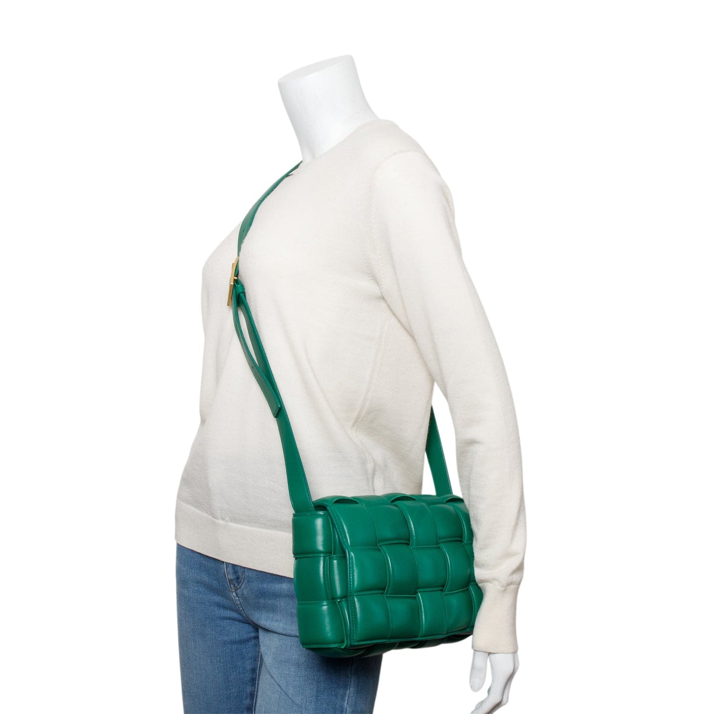 Bottega Veneta Green Nappa Maxi Intreccio Padded Cassette Crossbody Bag