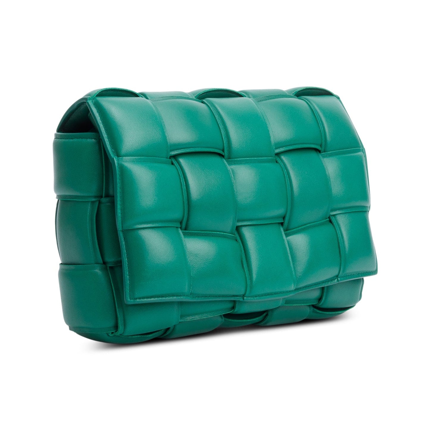 Bottega Veneta Green Nappa Maxi Intreccio Padded Cassette Crossbody Bag