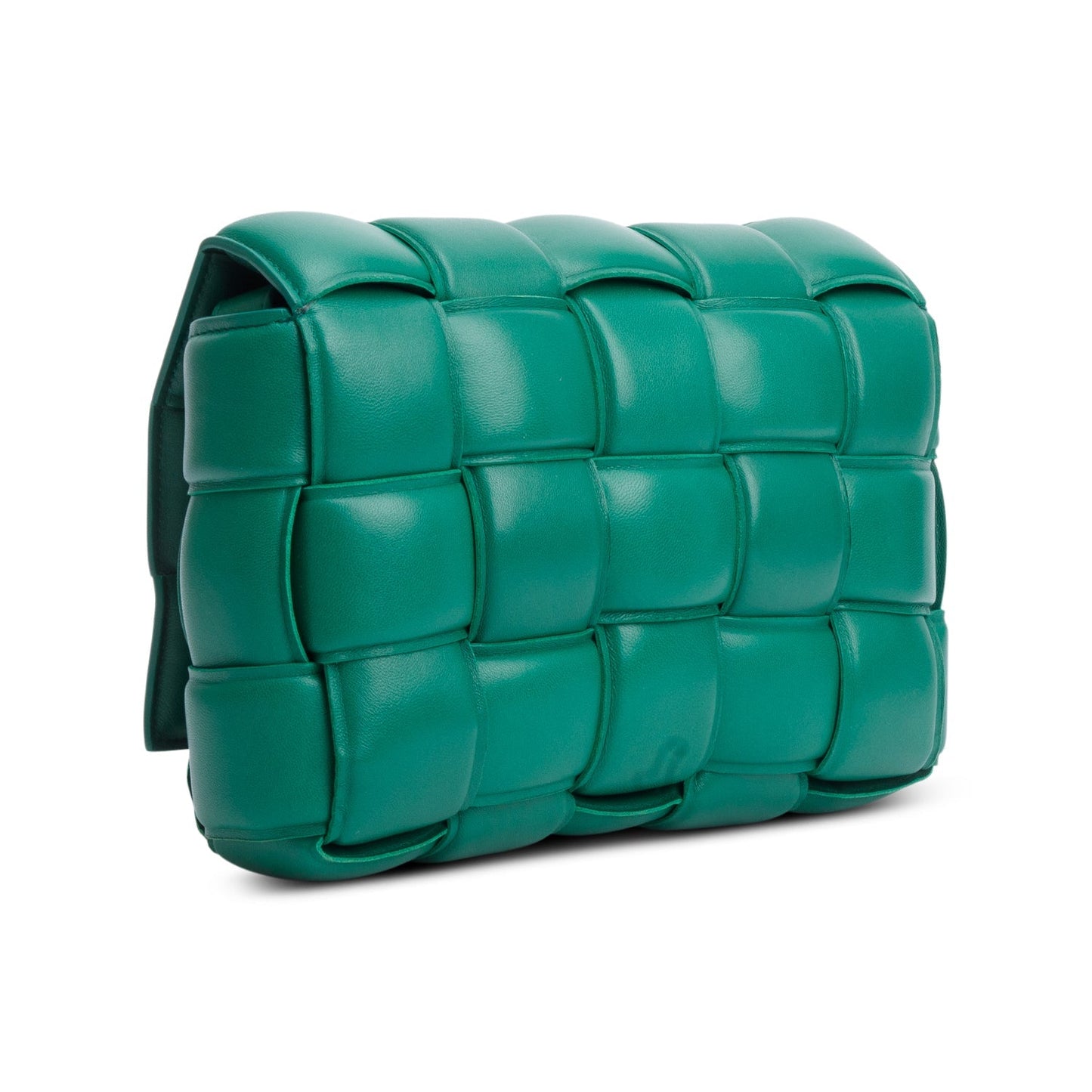 Bottega Veneta Green Nappa Maxi Intreccio Padded Cassette Crossbody Bag