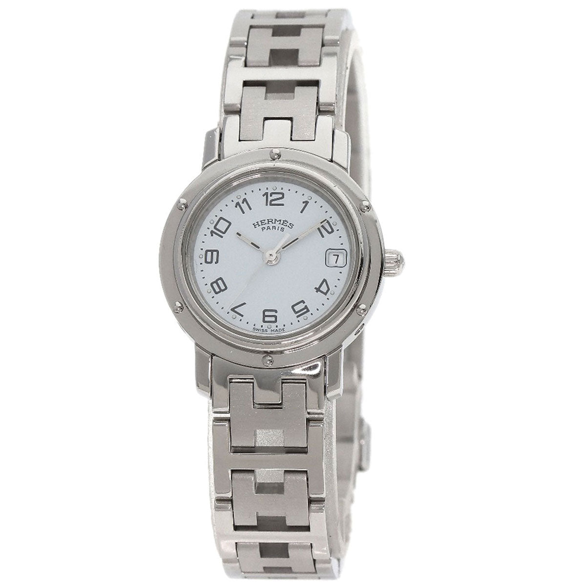 HERMES Watches Quartz CL4.210 Stainless Steel , Stainless Steel Silver Clipper white dial Women  d