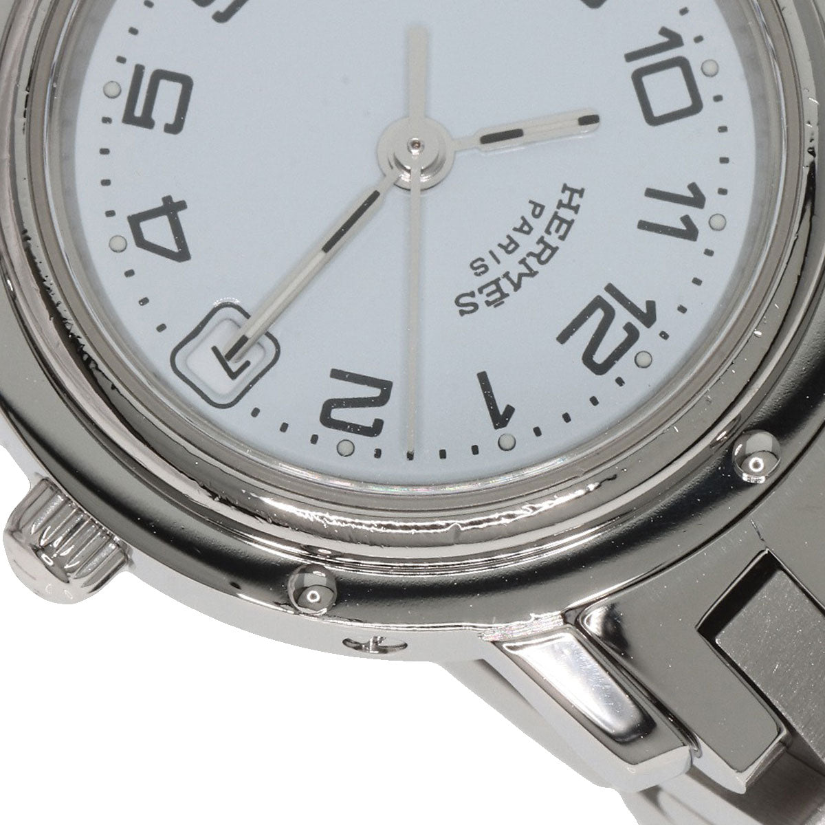 HERMES Watches Quartz CL4.210 Stainless Steel , Stainless Steel Silver Clipper white dial Women  d