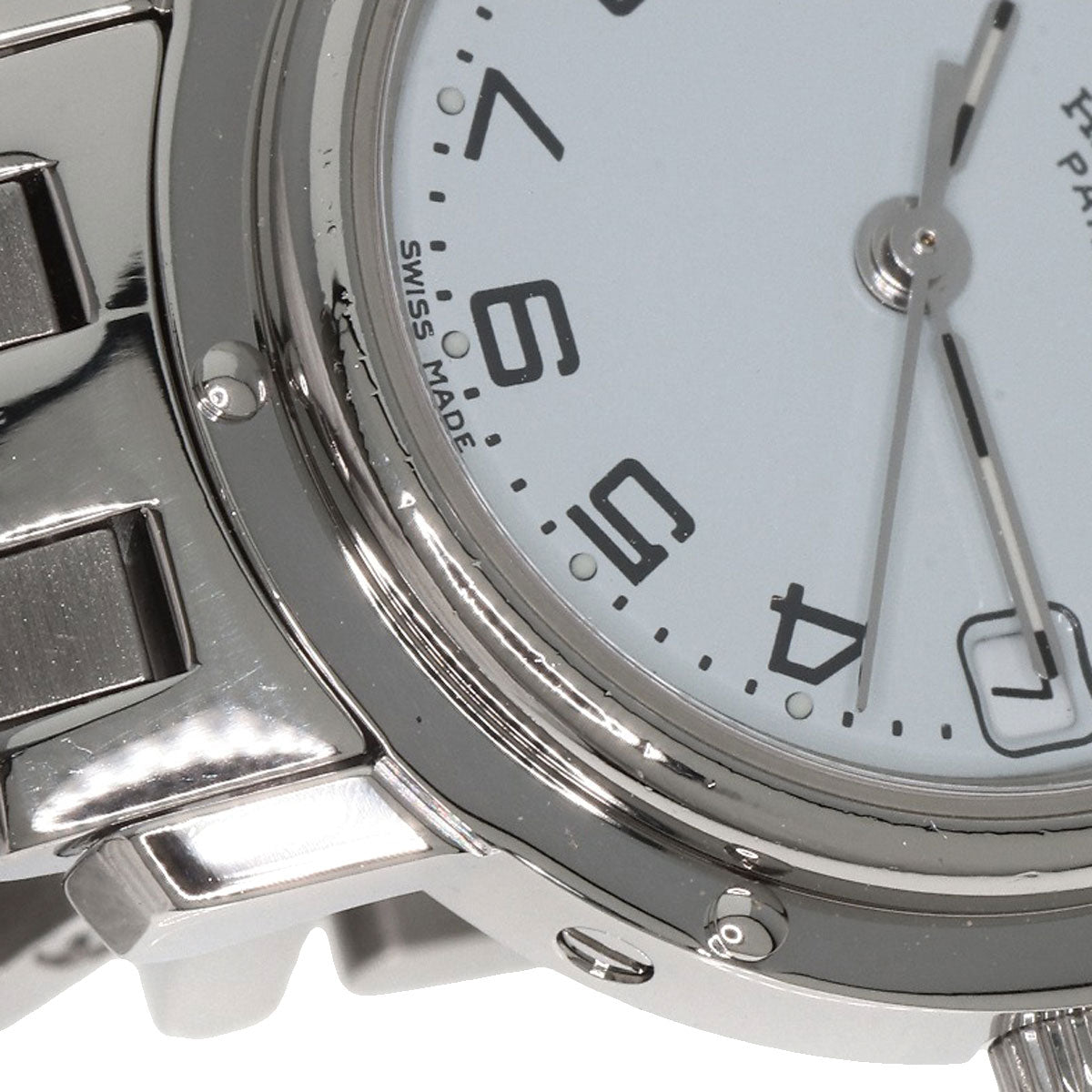 HERMES Watches Quartz CL4.210 Stainless Steel , Stainless Steel Silver Clipper white dial Women  d