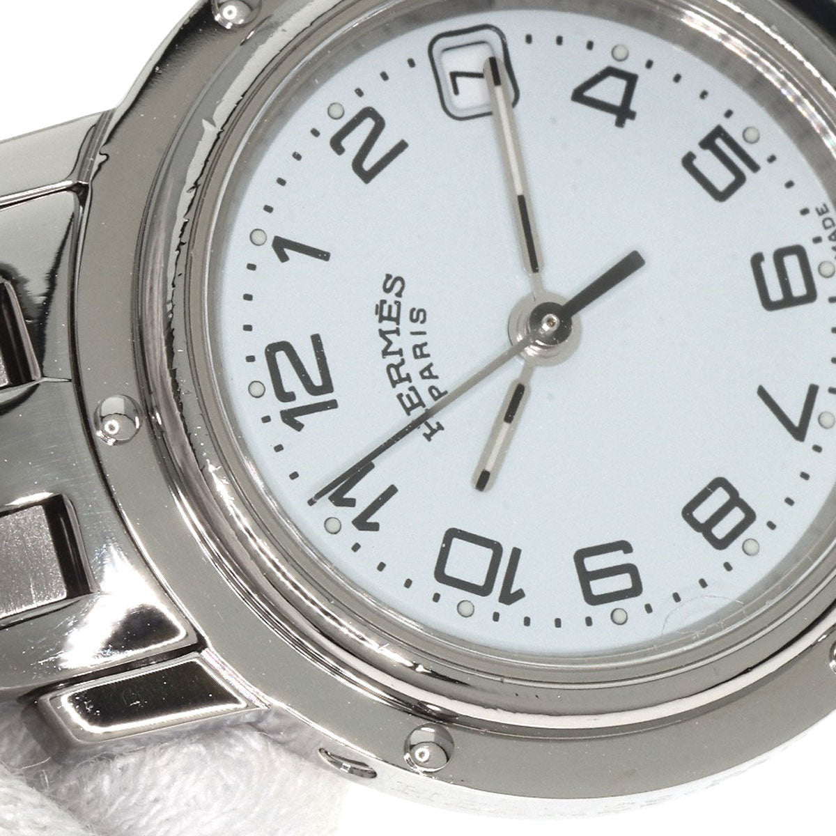 HERMES Watches Quartz CL4.210 Stainless Steel , Stainless Steel Silver Clipper white dial Women  d