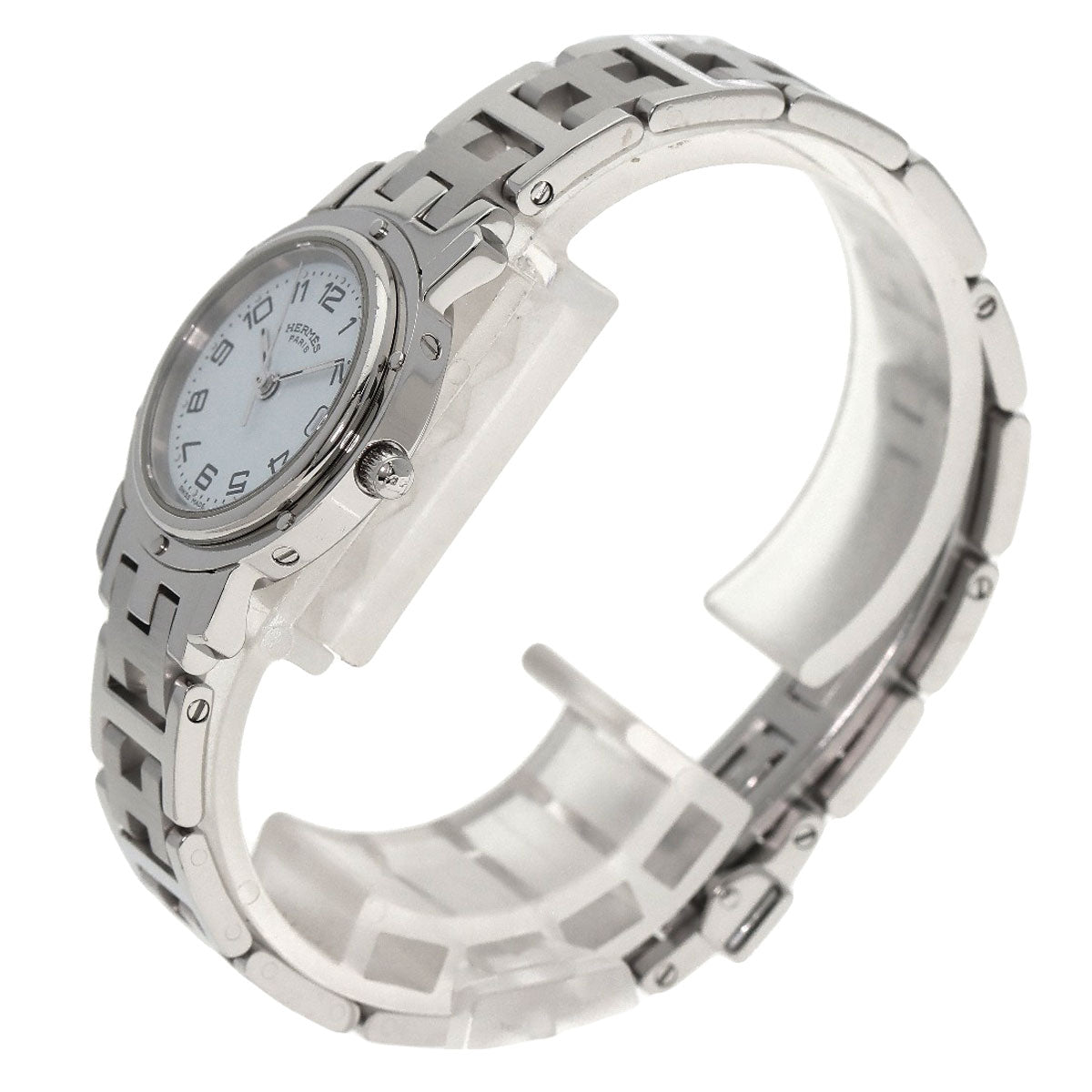 HERMES Watches Quartz CL4.210 Stainless Steel , Stainless Steel Silver Clipper white dial Women  d