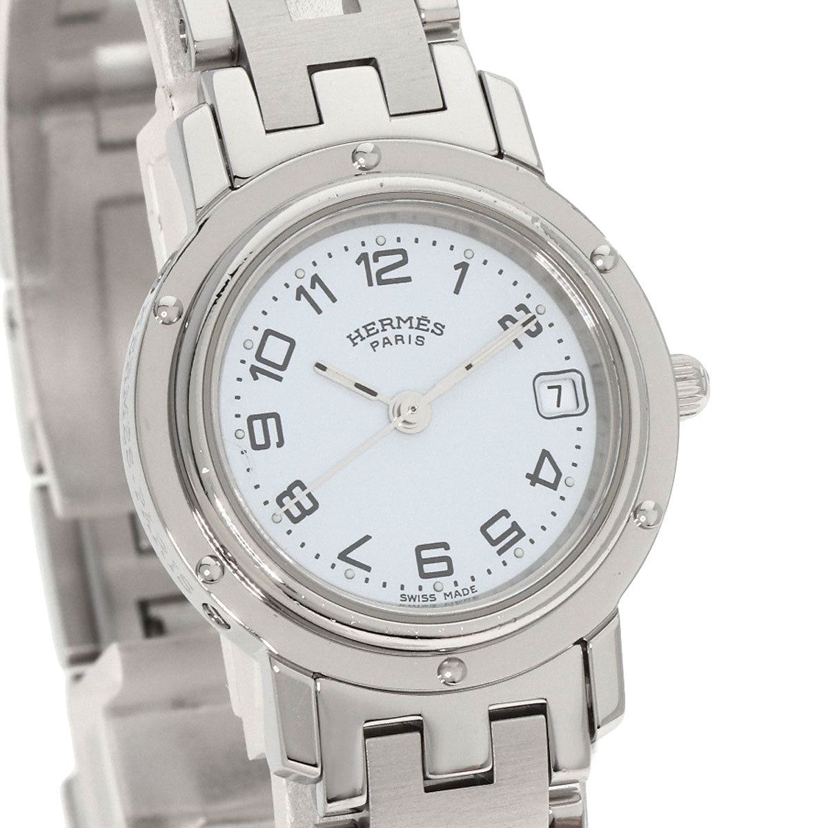 HERMES Watches Quartz CL4.210 Stainless Steel , Stainless Steel Silver Clipper white dial Women  d