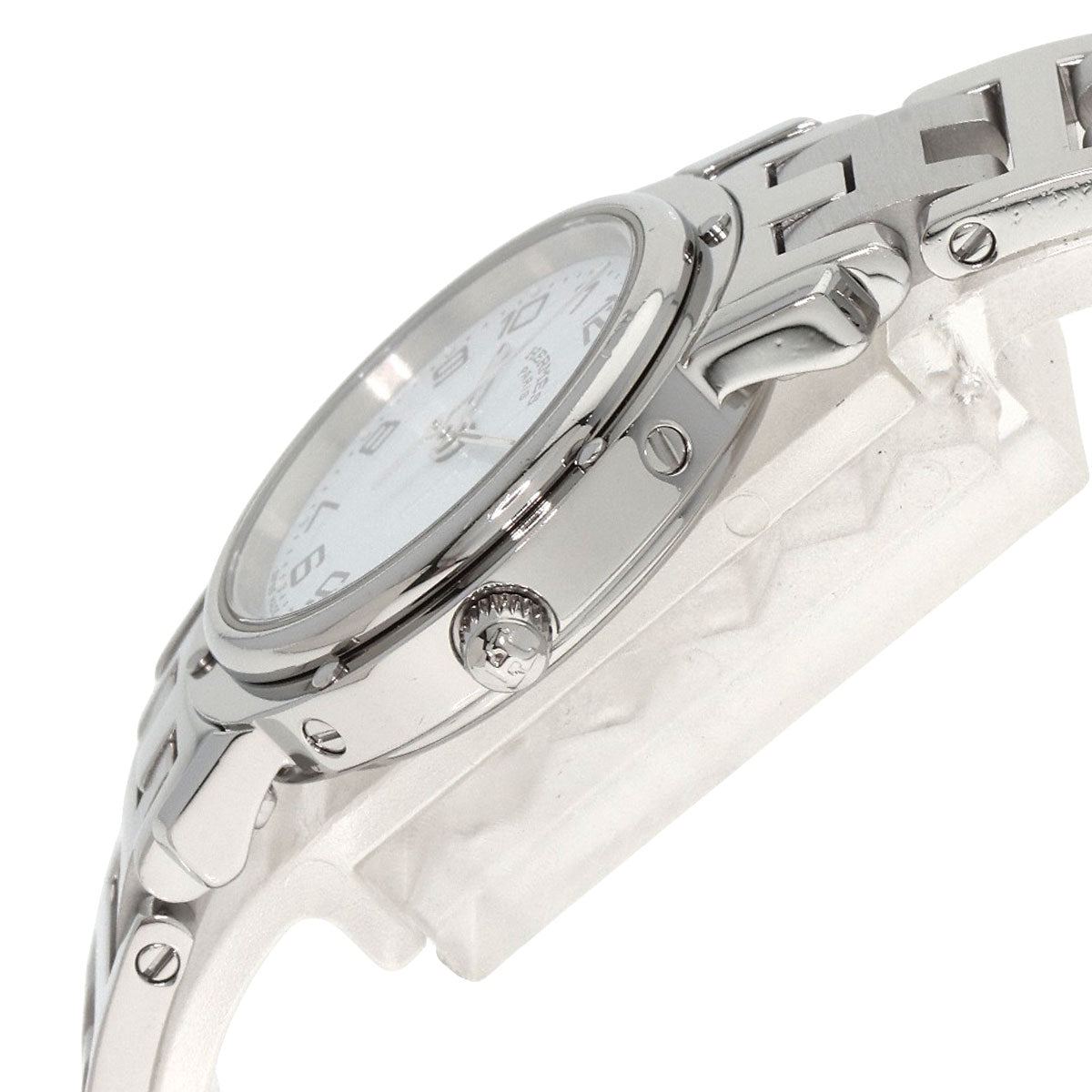 HERMES Watches Quartz CL4.210 Stainless Steel , Stainless Steel Silver Clipper white dial Women  d