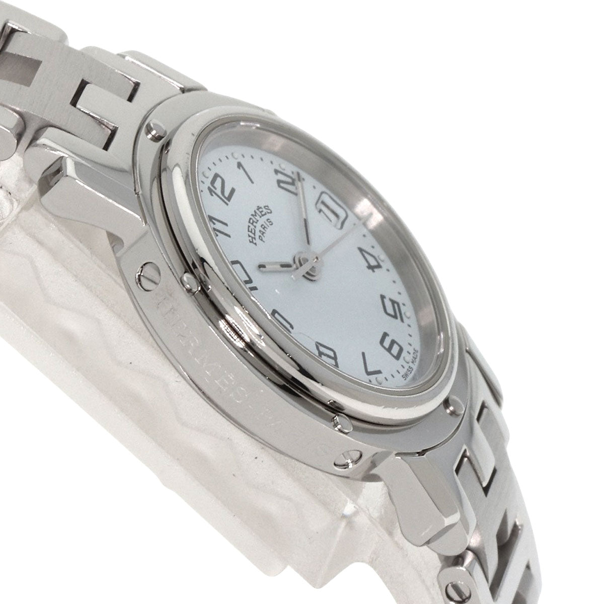 HERMES Watches Quartz CL4.210 Stainless Steel , Stainless Steel Silver Clipper white dial Women  d