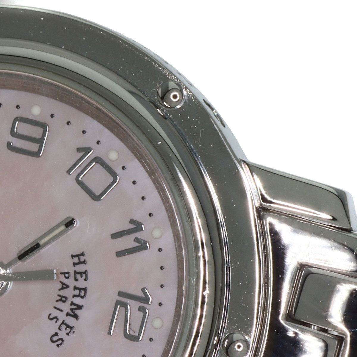 HERMES Watches Quartz CL4.210 Stainless Steel , Stainless Steel Silver Clipper Nacre new buckle Pink shell dial Women  d