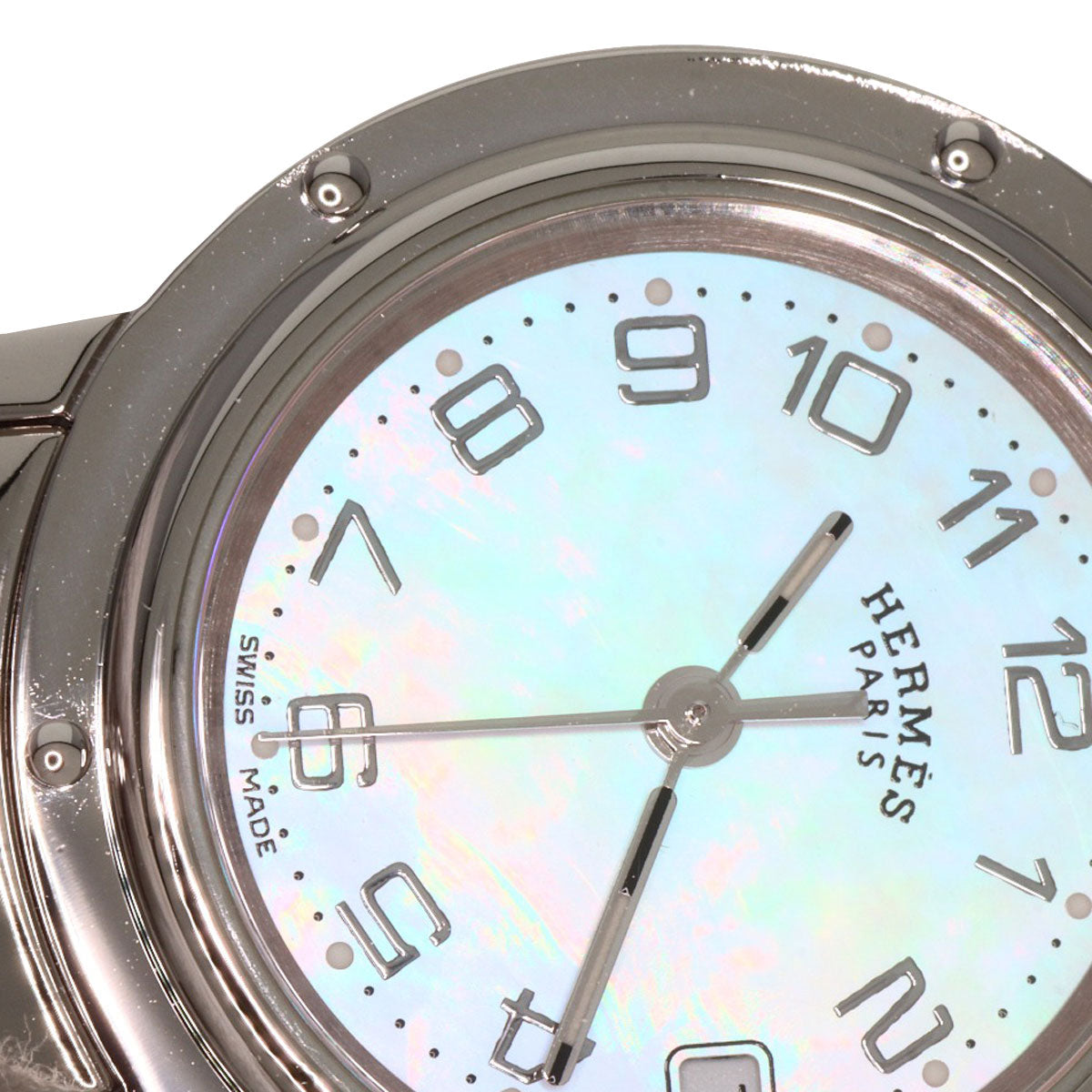 HERMES Watches Quartz CL4.210 Stainless Steel , Stainless Steel Silver Clipper Nacre new buckle Pink shell dial Women  d