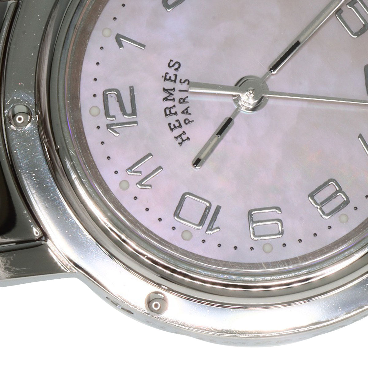 HERMES Watches Quartz CL4.210 Stainless Steel , Stainless Steel Silver Clipper Nacre new buckle Pink shell dial Women  d