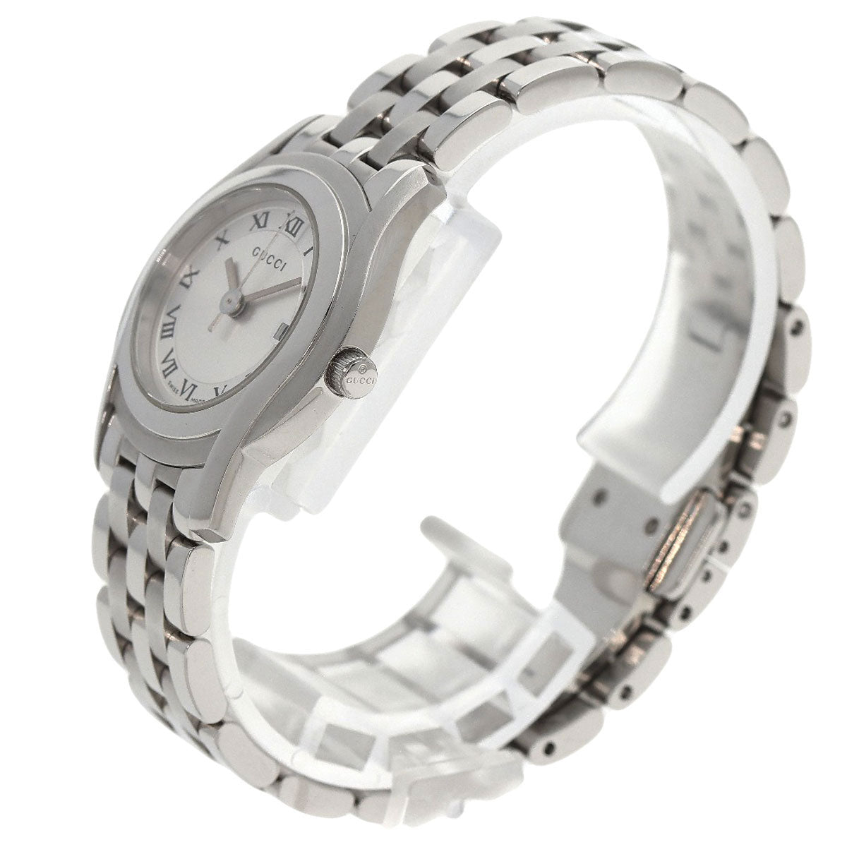 GUCCI Watches Quartz 5500L Stainless Steel , Stainless Steel Silver Round face Silver dial Women  d