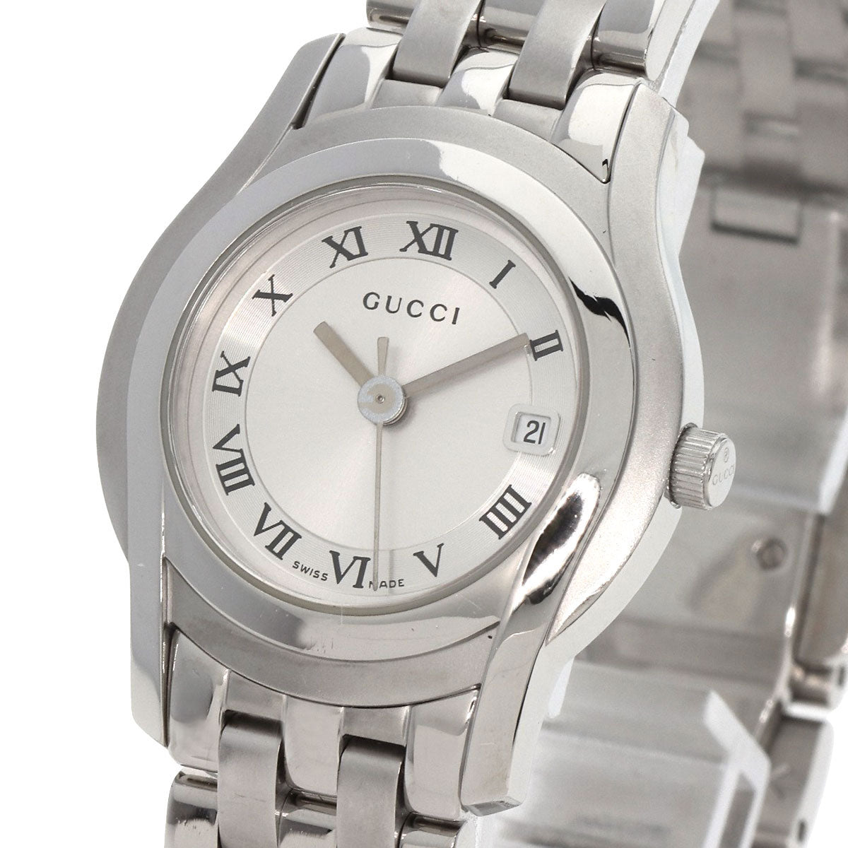 GUCCI Watches Quartz 5500L Stainless Steel , Stainless Steel Silver Round face Silver dial Women  d