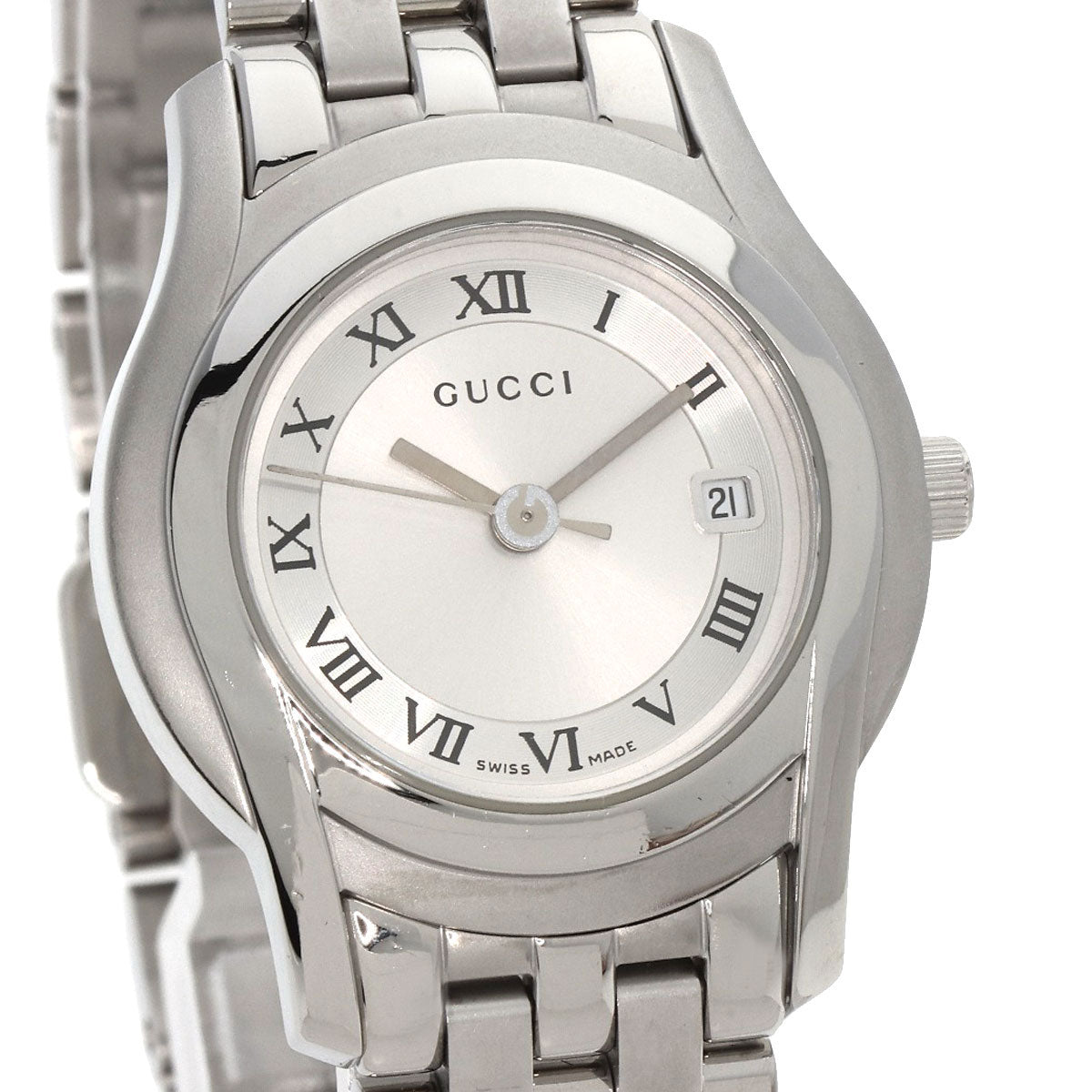GUCCI Watches Quartz 5500L Stainless Steel , Stainless Steel Silver Round face Silver dial Women  d