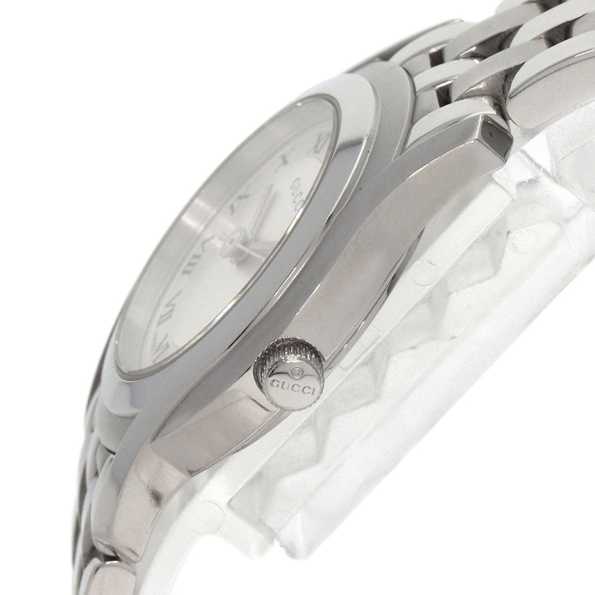 GUCCI Watches Quartz 5500L Stainless Steel , Stainless Steel Silver Round face Silver dial Women  d