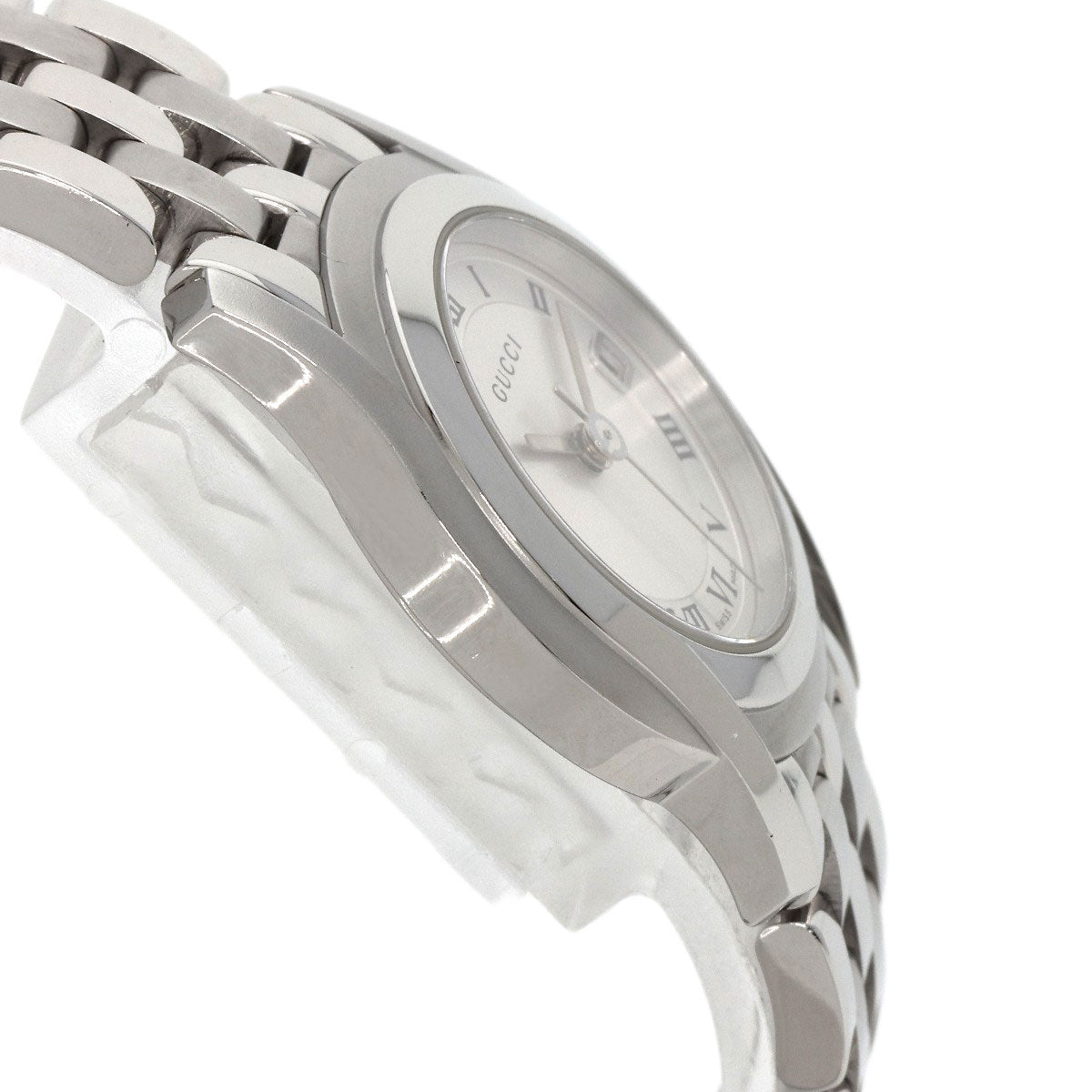 GUCCI Watches Quartz 5500L Stainless Steel , Stainless Steel Silver Round face Silver dial Women  d